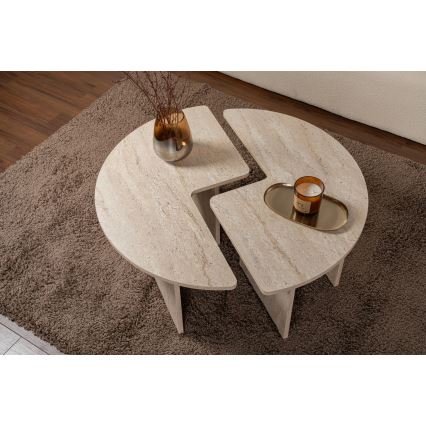 Sofabord LUVIA, marmorlook, beige