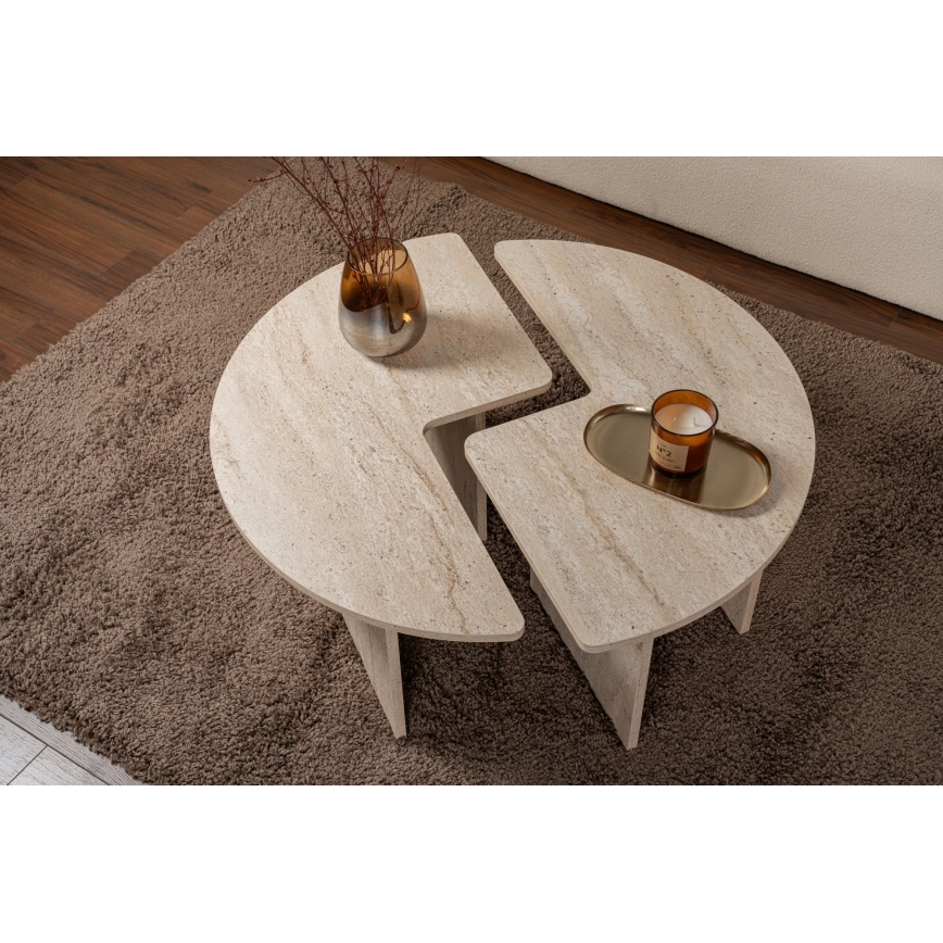Sofabord LUVIA, marmorlook, beige
