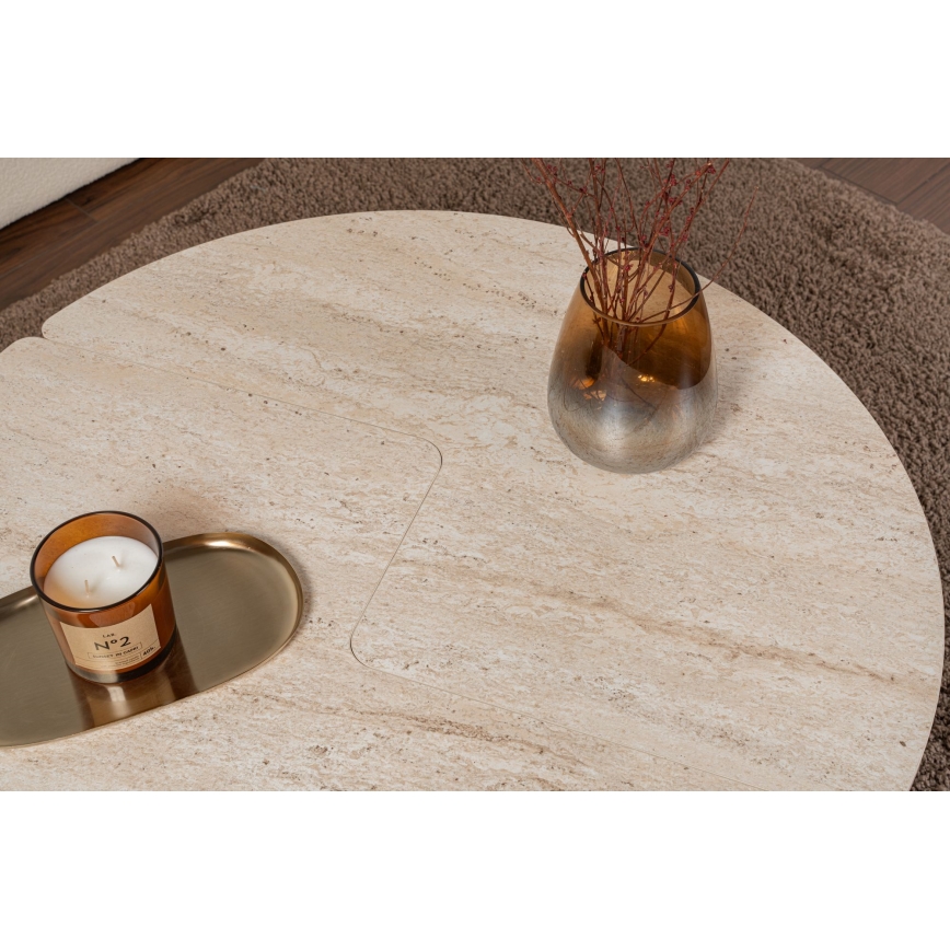 Sofabord LUVIA, marmorlook, beige