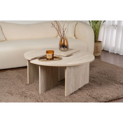 Sofabord LUVIA, marmorlook, beige
