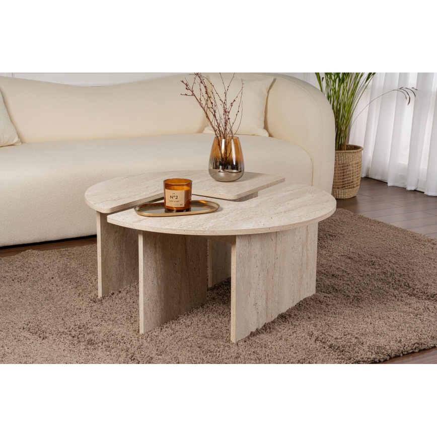 Sofabord LUVIA, marmorlook, beige