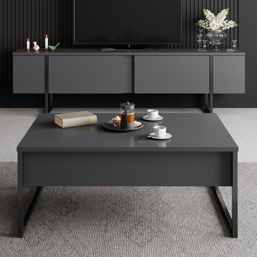 Sofabord LUXE 40x90 cm antracit/sort