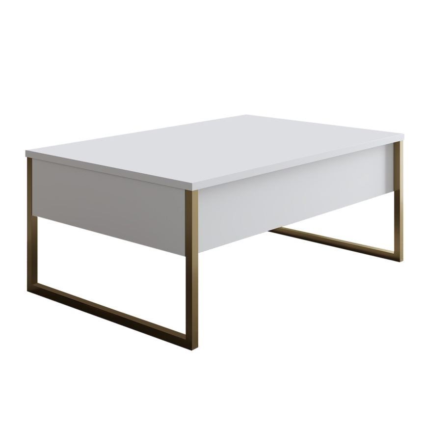 Sofabord LUXE 40x90 cm hvid/guldfarvet