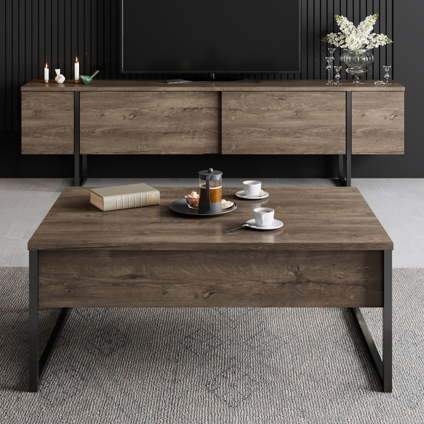 Sofabord LUXE 40x90 cm valnød/sort