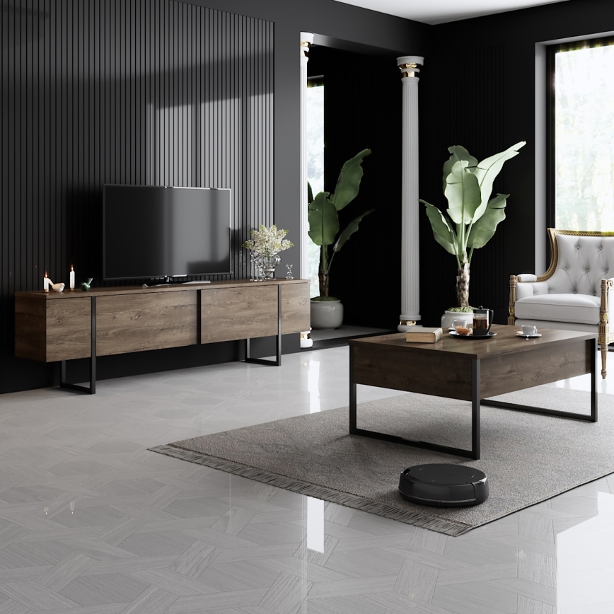 Sofabord LUXE 40x90 cm valnød/sort
