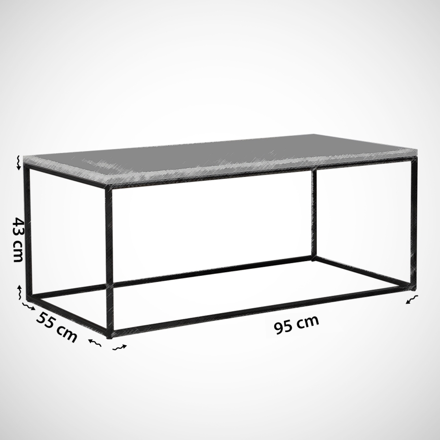 Sofabord MARMO 43x95 cm sort/hvid