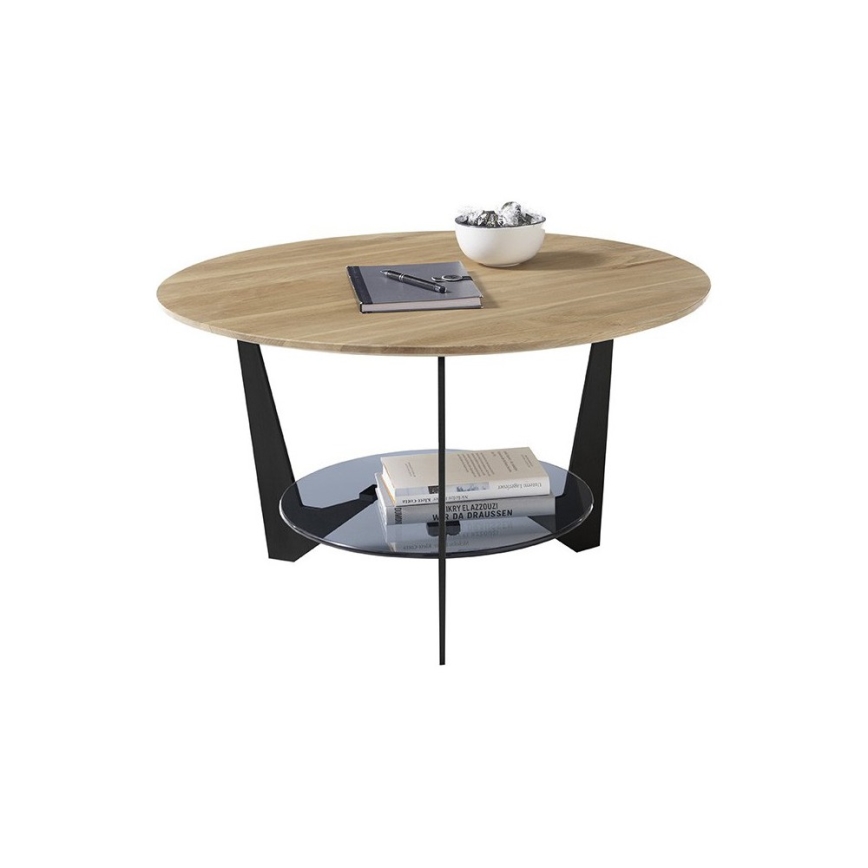 Sofabord MARMO Ø 70 cm, egetræ/sort