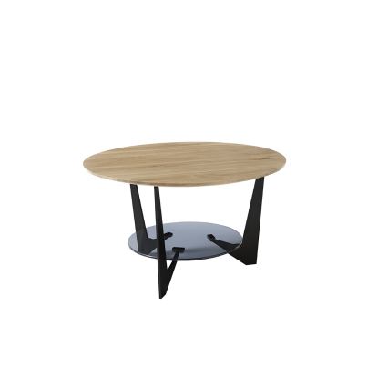 Sofabord MARMO Ø 70 cm, egetræ/sort