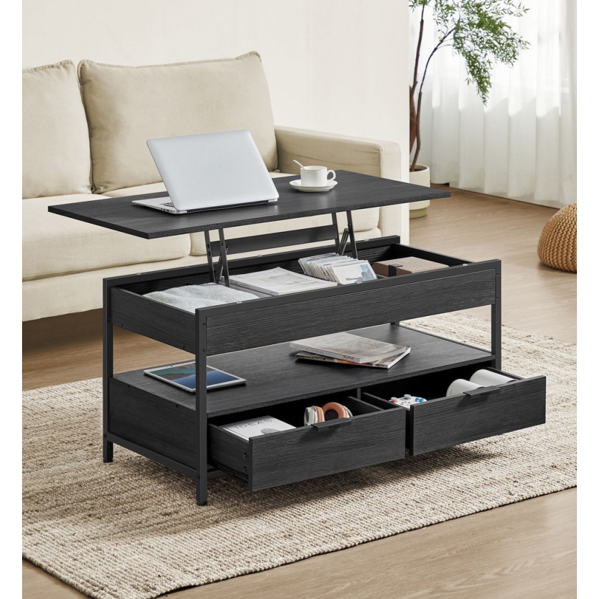 Sofabord med hævbar bordplade NYRO, sort