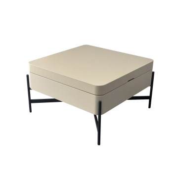 Sofabord med løftbar bordplade og hylde OASIS 75x75 cm creme/sort