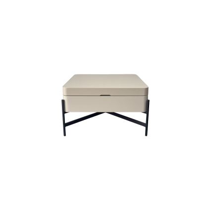 Sofabord med løftbar bordplade og hylde OASIS 75x75 cm creme/sort
