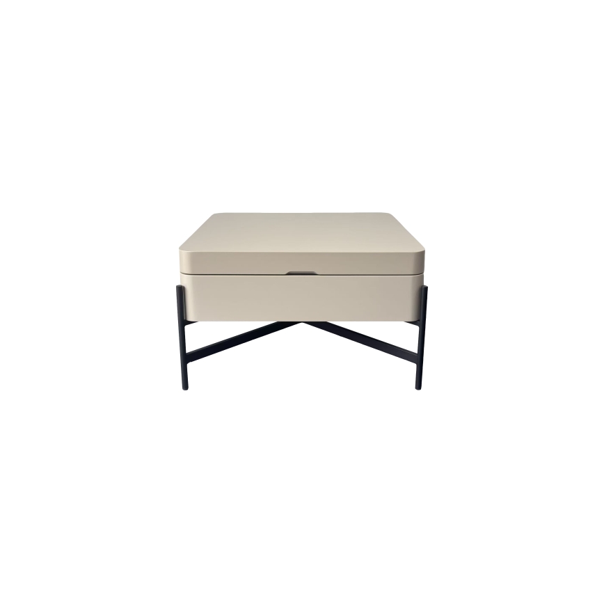 Sofabord med løftbar bordplade og hylde OASIS 75x75 cm creme/sort