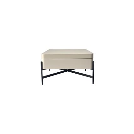 Sofabord med løftbar bordplade og hylde OASIS 75x75 cm creme/sort