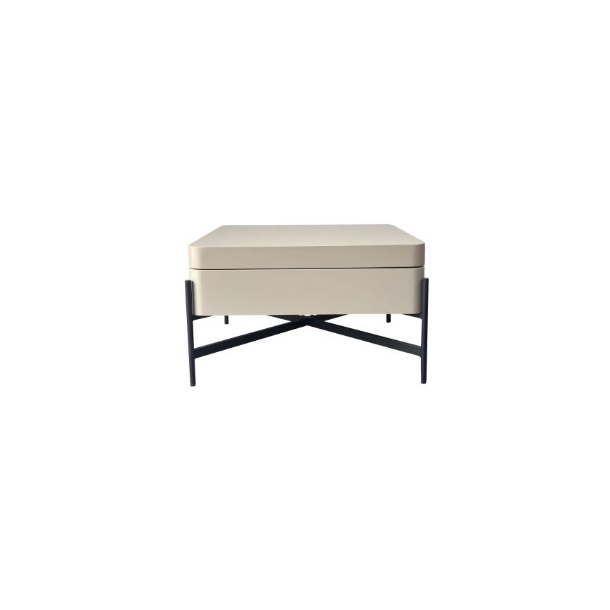 Sofabord med løftbar bordplade og hylde OASIS 75x75 cm creme/sort