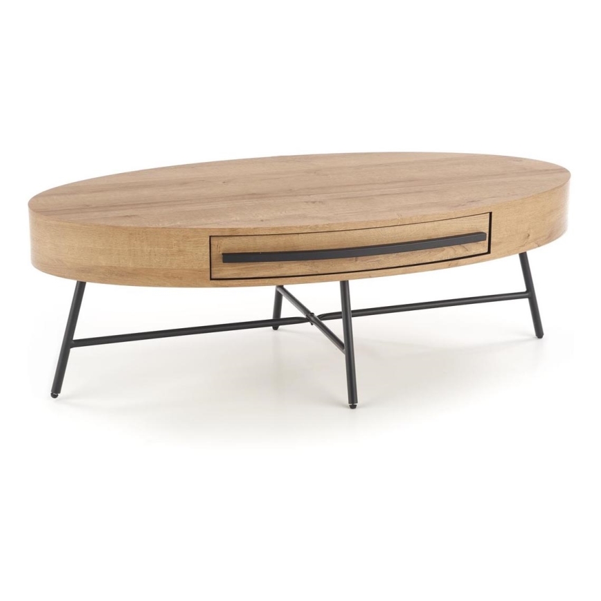 Sofabord med skuffe CAROLINA 41x120 cm gylden eg/sort