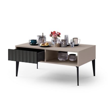 Sofabord med skuffe RONJA taupe/sort