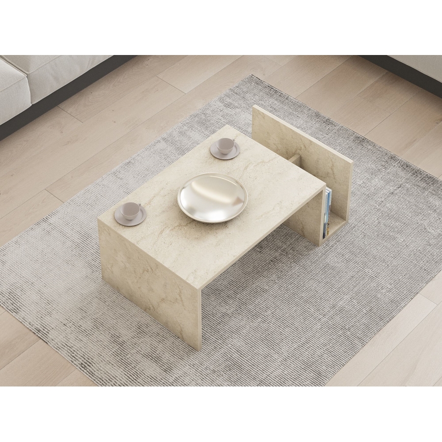 Sofabord MONEL i marmorlook, beige