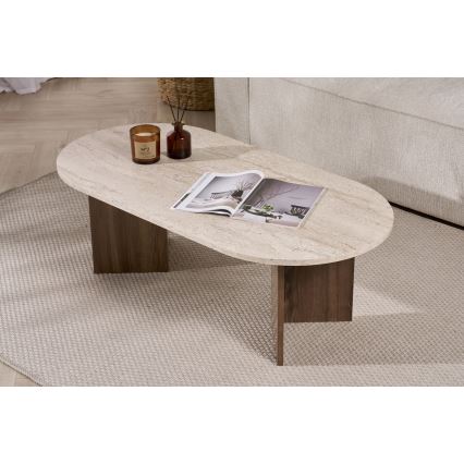 Sofabord NEL 119x60 cm beige/valnød