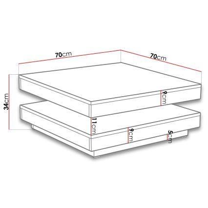 Sofabord NENANI 34x70 cm hvid/eg wotan
