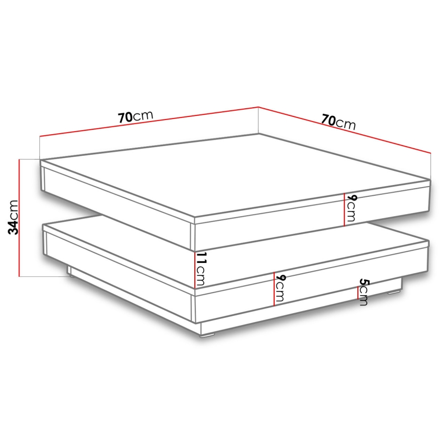 Sofabord NENANI 34x70 cm hvid/eg wotan