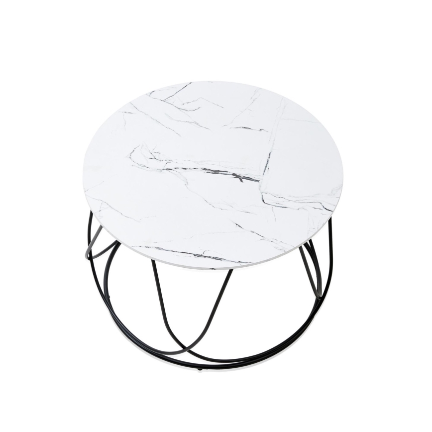 Sofabord NUBIRA 41x60 cm sort/marmordekor