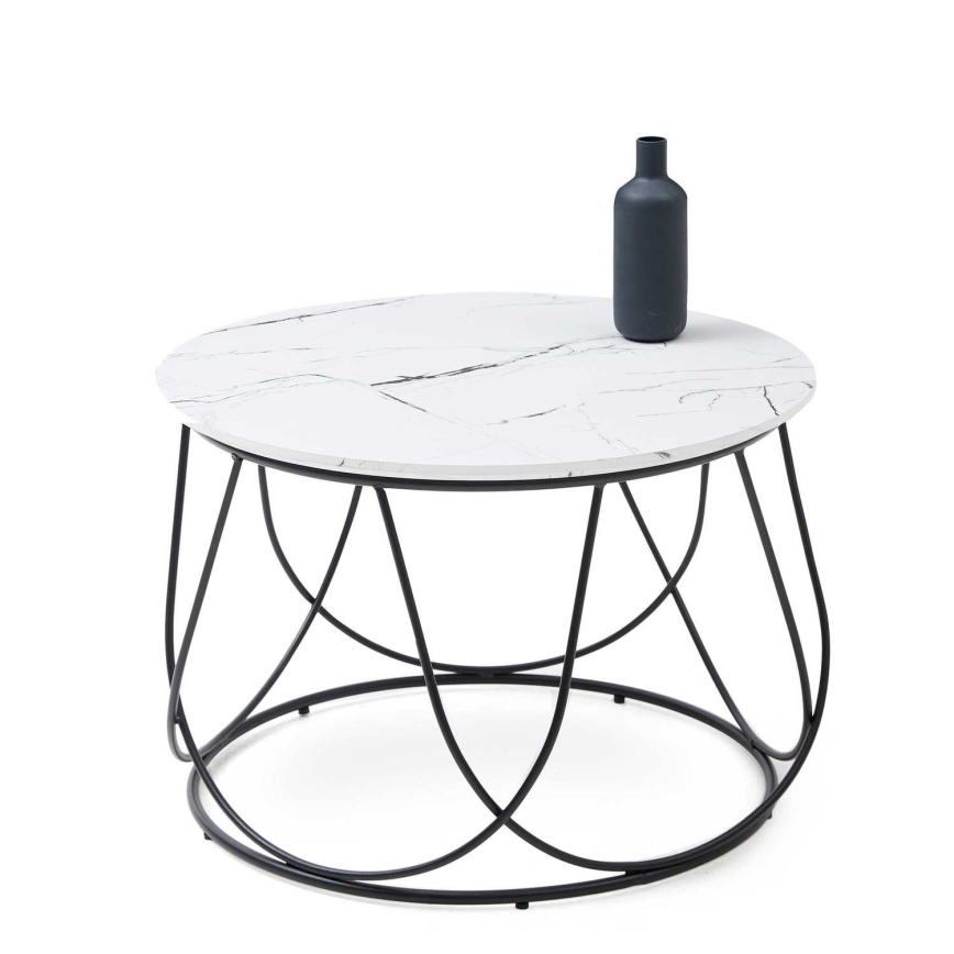 Sofabord NUBIRA 41x60 cm sort/marmordekor