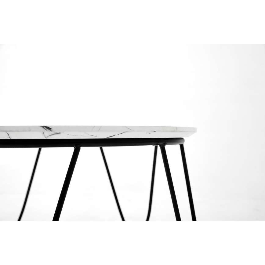 Sofabord NUBIRA 41x60 cm sort/marmordekor