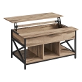 Sofabord NYRO med løftbar bordplade, brun/sort – praktisk og stilrent design, ideelt til arbejde og servering i sofaen.