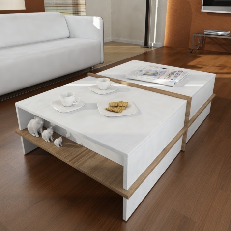 Sofabord PLUS 35x90 cm brun/hvid