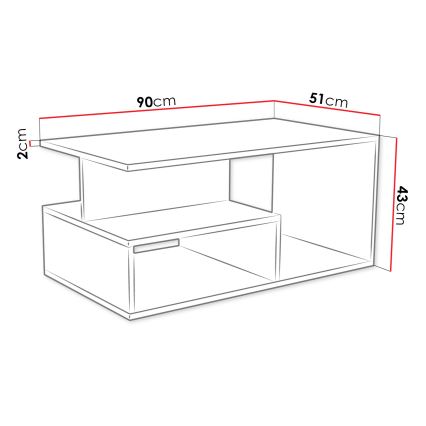 Sofabord PRIMA 43x90 cm hvid