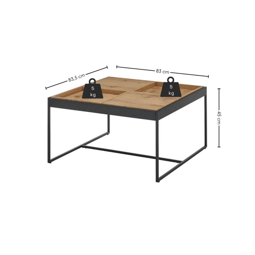 Sofabord PULSE 83x83 cm eg/sort