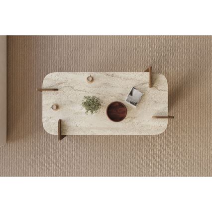 Sofabord PURO 120x60 cm valnød/travertin