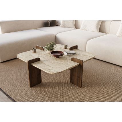 Sofabord PURO 90x90 cm beige/valnød