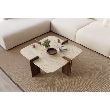 Sofabord PURO 90x90 cm beige/valnød