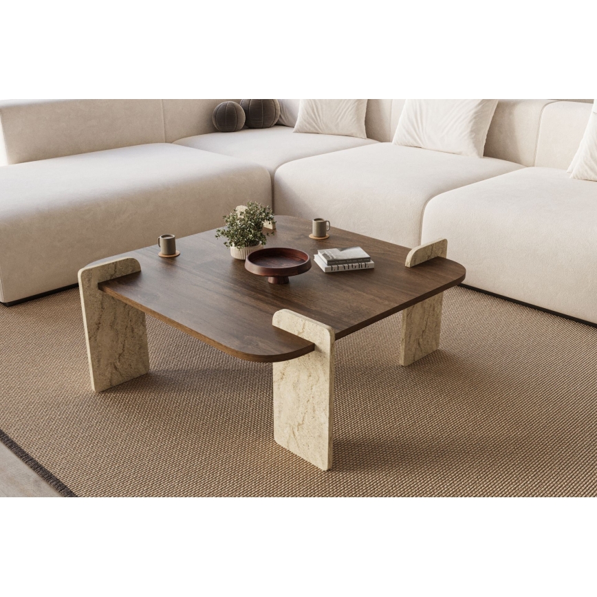 Sofabord PURO 90x90 cm valnød/beige