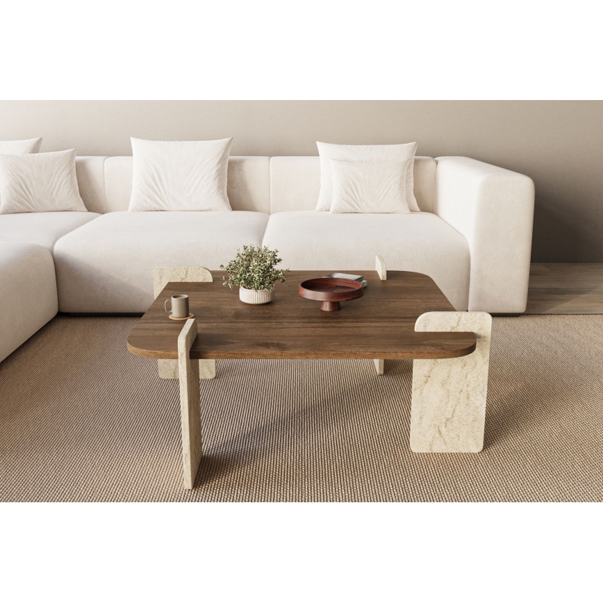 Sofabord PURO 90x90 cm valnød/beige