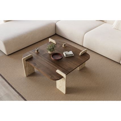 Sofabord PURO 90x90 cm valnød/beige