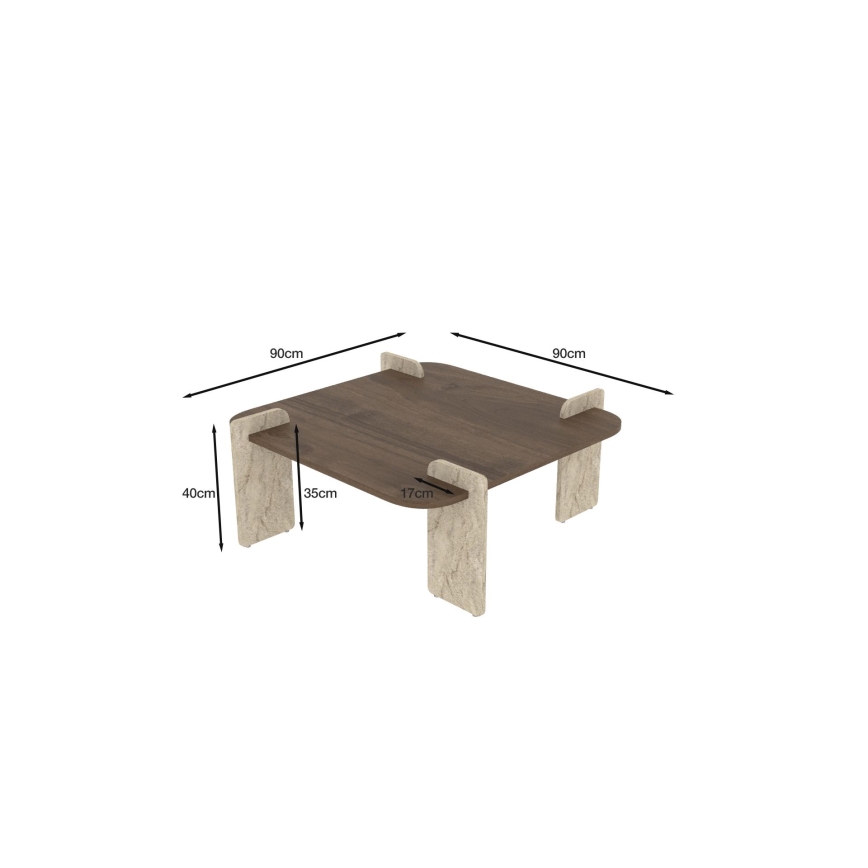 Sofabord PURO 90x90 cm valnød/beige