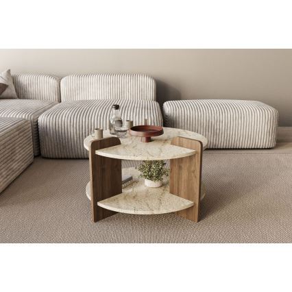 Sofabord PURO Ø 70 cm beige/valnød