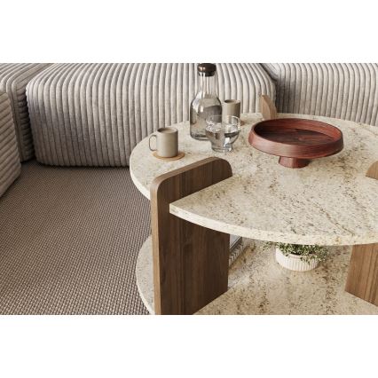 Sofabord PURO Ø 70 cm beige/valnød