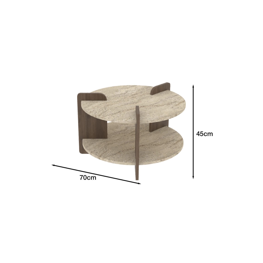 Sofabord PURO Ø 70 cm beige/valnød