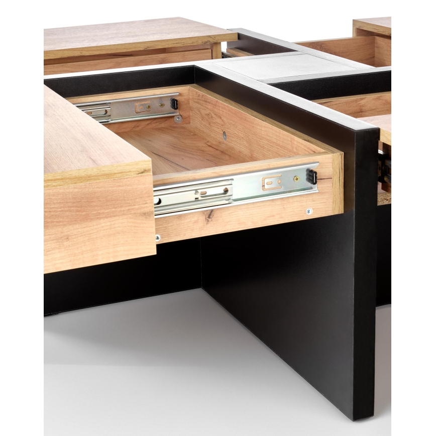 Sofabord RADIX 100x100 cm sort/brun