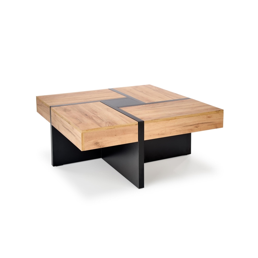 Sofabord RADIX 100x100 cm sort/brun