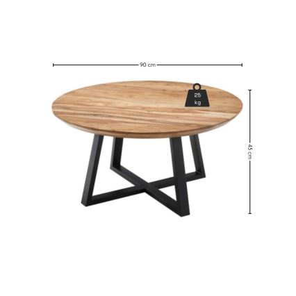 Sofabord RIVA Ø 90 cm akacietræ/sort