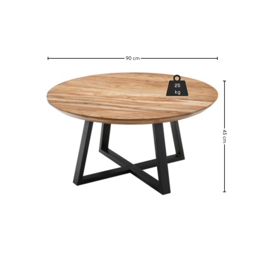 Sofabord RIVA Ø 90 cm akacietræ/sort