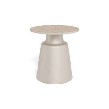Sofabord SANTORINI Ø 45 cm travertin/grå/keramik