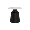 Sofabord SANTORINI Ø 45 cm travertin/sort/keramik
