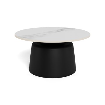 Sofabord SANTORINI Ø 70 cm hvid/sort/keramik