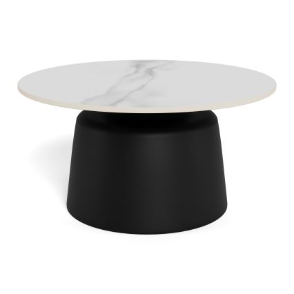 Sofabord SANTORINI Ø 70 cm hvid/sort/keramik
