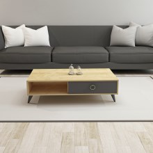 Sofabord SILVER 33x90 cm antracitgrå/beige
